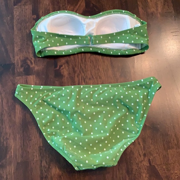 J. Crew XS green and white polka dot bandeau - Picture 2 of 5